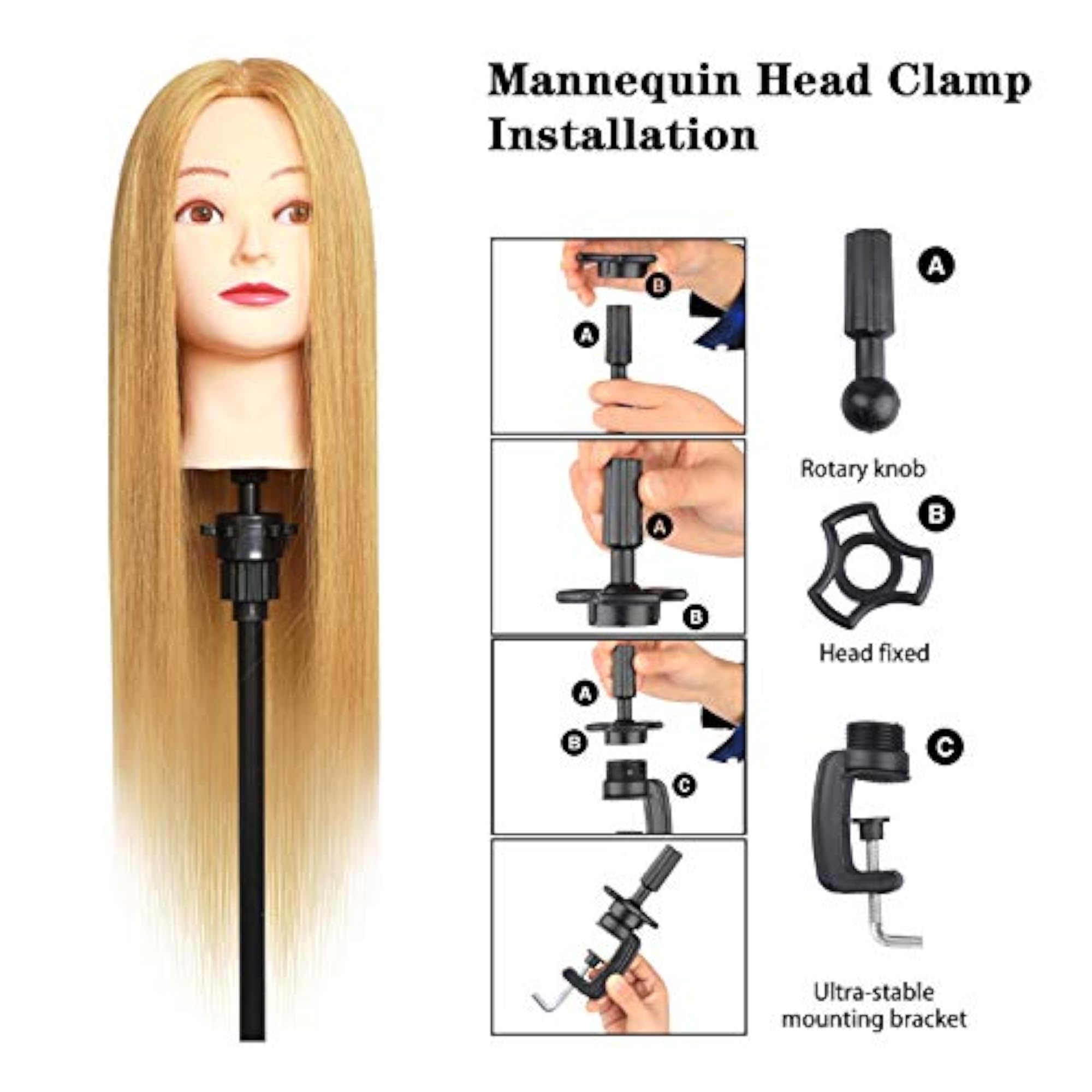 100% Curling Dummy, 28 Inches, 85% Real Human Hair Dummy